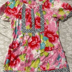 Koi Floral Scrub Top